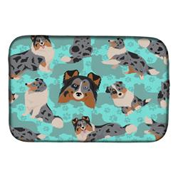 21 x 14 in. Blue, Blue Merle Sheltie Dish Drying Mat