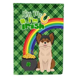 WDK4783GF 15.5 x 11.25 in. Longhaired Black & Red Chihuahua Saint Patricks Day Flag - Garden Size
