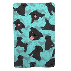 58 x 36 in. Blue, Black Pug Soft Travel Blanket with Bag