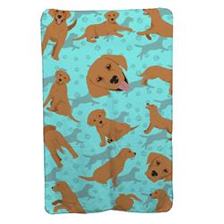 58 x 36 in. Blue, Red Fox Labrador Retriever Soft Travel Blanket with Bag