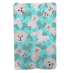 58 x 36 in. Blue Bichon Frise Soft Travel Blanket with Bag