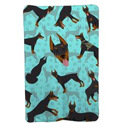 58 x 36 in. Blue Doberman Pinscher Soft Travel Blanket with Bag