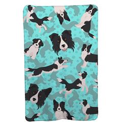 58 x 36 in. Blue Border Collie Soft Travel Blanket with Bag