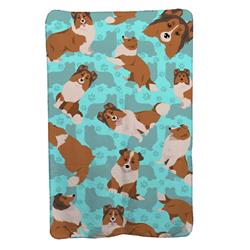 58 x 36 in. Blue Sheltie Soft Travel Blanket with Bag