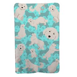58 x 36 in. Blue Great Pyrenees Soft Travel Blanket with Bag