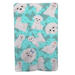 58 x 36 in. Blue Maltese Soft Travel Blanket with Bag