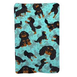 58 x 36 in. Blue, Black & Tan Cavalier King Charles Spaniel Soft Travel Blanket with Bag