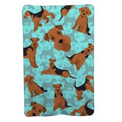 58 x 36 in. Blue Airedale Terrier Soft Travel Blanket with Bag