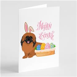 5 x 7 in. Red Pekingese Easter Greeting Cards & Envelopes, Pack of 8