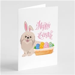 5 x 7 in. White Pekingese Easter Greeting Cards & Envelopes, Pack of 8