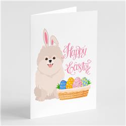 5 x 7 in. White Pomeranian Easter Greeting Cards & Envelopes, Pack of 8