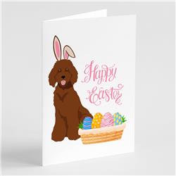 WDK5073GCA7P 5 x 7 in. Standard Red Poodle Easter Greeting Cards & Envelopes, Pack of 8