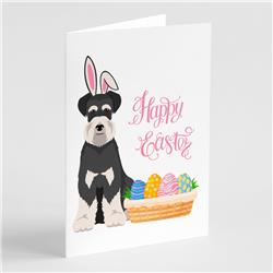 5 x 7 in. Black & Silver Natural Ears Schnauzer Easter Greeting Cards & Envelopes, Pack of 8