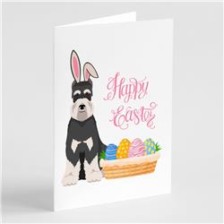 WDK5086GCA7P 5 x 7 in. Black & Silver Schnauzer Easter Greeting Cards & Envelopes, Pack of 8