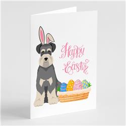 5 x 7 in. Salt Pepper Natural Ears Schnauzer Easter Greeting Cards & Envelopes, Pack of 8