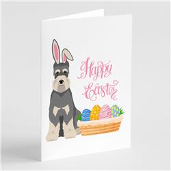 WDK5090GCA7P 5 x 7 in. Salt Pepper Schnauzer Easter Greeting Cards & Envelopes, Pack of 8