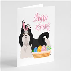 WDK5097GCA7P 5 x 7 in. Black & White Shih Tzu Easter Greeting Cards & Envelopes, Pack of 8