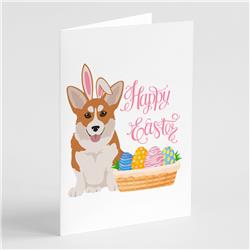 5 x 7 in. Red Pembroke Corgi Easter Greeting Cards & Envelopes, Pack of 8