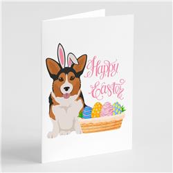 WDK5111GCA7P 5 x 7 in. Sable Pembroke Corgi Easter Greeting Cards & Envelopes, Pack of 8