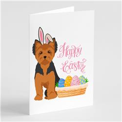 5 x 7 in. Black & Tan Puppy Cut Yorkshire Terrier Easter Greeting Cards & Envelopes, Pack of 8