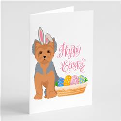 5 x 7 in. Blue & Tan Puppy Cut Yorkshire Terrier Easter Greeting Cards & Envelopes, Pack of 8