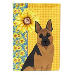 40 x 28 in. Summer Sunflowers Black & Tan German Shepherd Canvas House Flag