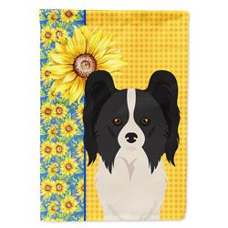 40 x 28 in. Summer Sunflowers Black & White Papillon Canvas House Flag