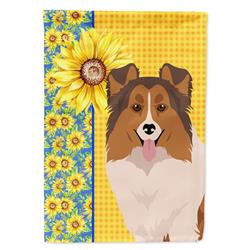 40 x 28 in. Summer Sunflowers Sable Sheltie Canvas House Flag