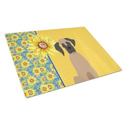 WDK5427LCB 15 x 12 in. Summer Sunflowers Fawn Great Dane Glass Large Cutting Board