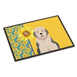 24 x 36 in. Summer Sunflowers Old English Sheepdog Indoor or Outdoor Mat -  JensenDistributionServices, MI2918300