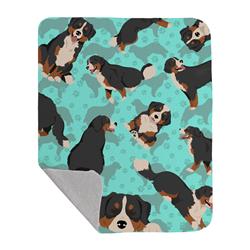 50 x 60 in. Bernese Mountain Dog Quilted Blanket, Blue