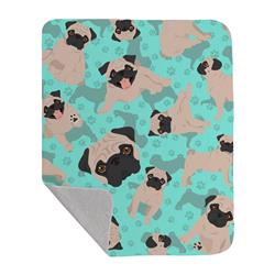 50 x 60 in. Fawn Pug Quilted Blanket, Blue