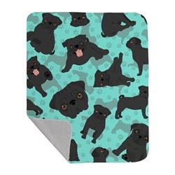 50 x 60 in. Black Pug Quilted Blanket, Blue