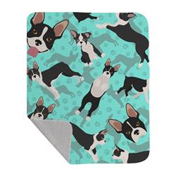 50 x 60 in. Boston Terrier Quilted Blanket, Blue