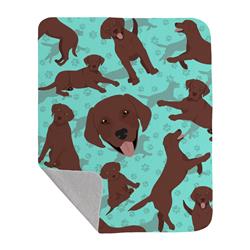 50 x 60 in. Chocolate Labrador Retriever Quilted Blanket, Blue