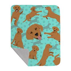 50 x 60 in. Red Fox Labrador Retriever Quilted Blanket, Blue