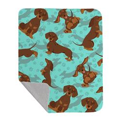 50 x 60 in. Chocolate & Tan Dachshund Quilted Blanket, Blue