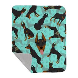 50 x 60 in. Doberman Pinscher Quilted Blanket, Blue