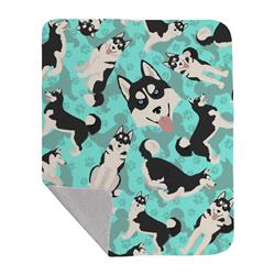 50 x 60 in. Siberian Husky Quilted Blanket, Blue
