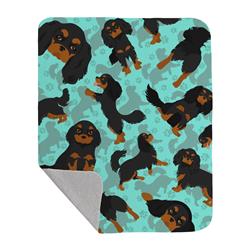 50 x 60 in. Black & Tan Cavalier King Charles Spaniel Quilted Blanket, Blue