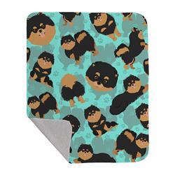 50 x 60 in. Black & Tan Pomeranian Quilted Blanket, Blue