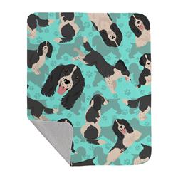 50 x 60 in. Black & White English Springer Spaniel Quilted Blanket, Blue