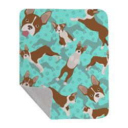 50 x 60 in. Red Boston Terrier Quilted Blanket, Blue