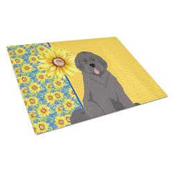 WDK5446LCB 15 x 12 in. Summer Sunflowers Gray Newfoundland Glass Large Cutting Board