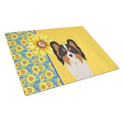 WDK5451LCB 15 x 12 in. Summer Sunflowers Tricolor Papillon Glass Large Cutting Board