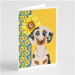 5 x 7 in. Summer Sunflowers Cream Dapple Dachshund Greeting Cards & Envelopes, Pack of 8