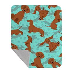 50 x 60 in. Red Dachshund Quilted Blanket, Blue