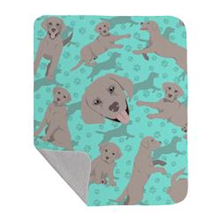 50 x 60 in. Gray Labrador Retriever Quilted Blanket, Blue