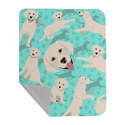 50 x 60 in. White Cream Labrador Retriever Quilted Blanket, Blue