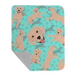 50 x 60 in. Yellow Labrador Retriever Quilted Blanket, Blue
